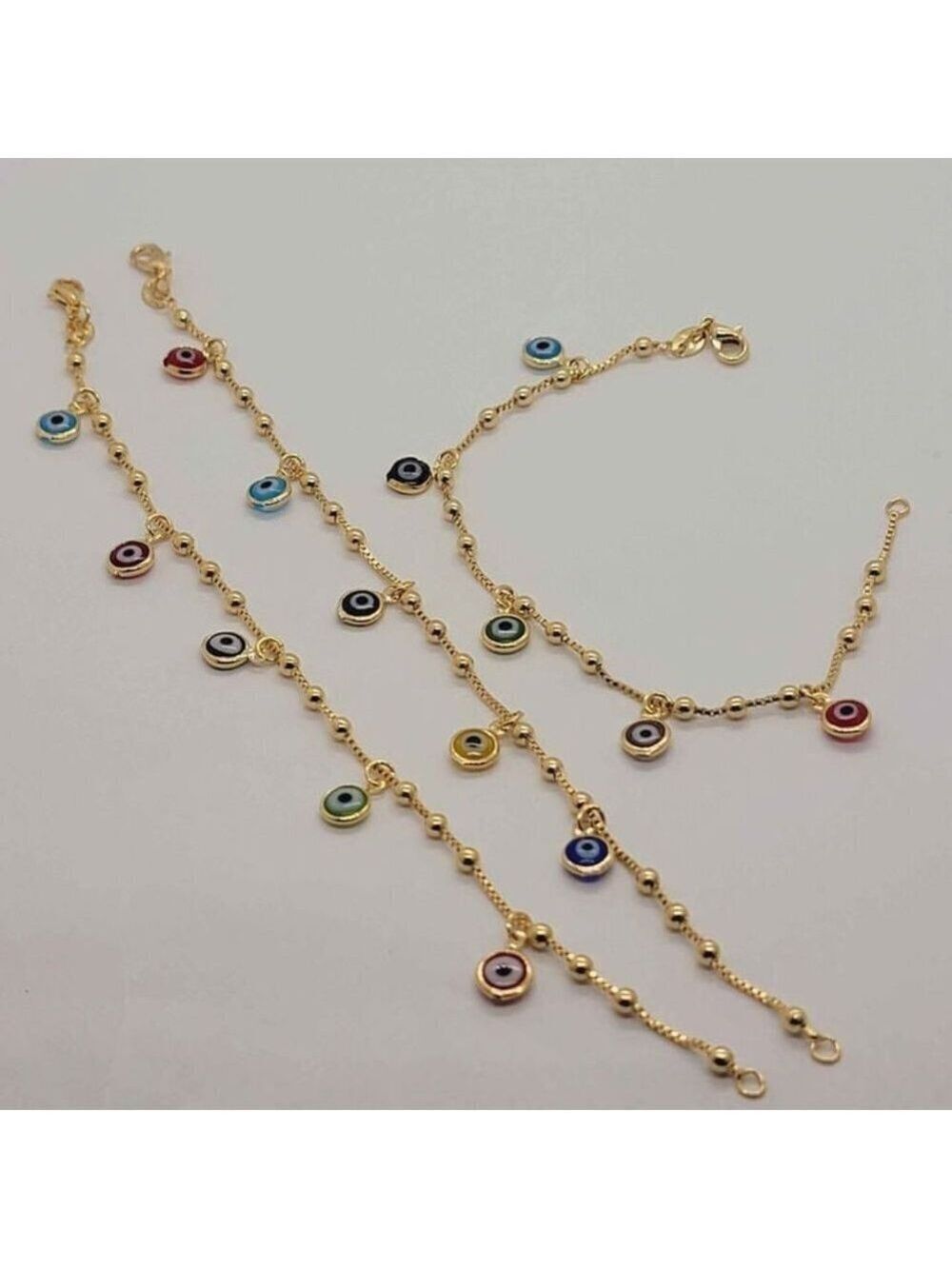 Brand New Brazilian 18k Gold Filled Multi Colors Evil Eye Bracelet - Picture 6 of 6